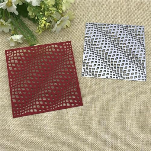 Stanzformen zum Basteln, 10,2 x 10,2 cm, Metall-Stanzformen, 3D-Wellen, quadratischer Rahmen, Schablone für Scrapbooking, Fotopapier, Karten, dekoratives Bastelzubehör