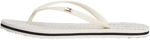 Tommy Hilfiger Damen Flip Flops Strap Beach Sandals mit Logo, Elfenbein (Ivory), 40