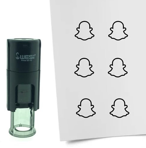 CombiCraft Selbstfärbender Stempel Snapchat Logo in Schwarz, 10mm rund - Ideal für Bulletjournals und Treuekarten