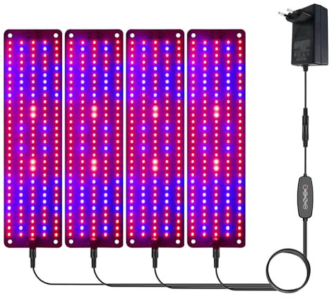 Kavolet Pflanzenlampe LED Vollspektrum, Pflanzenwachstumslichttafel, Zusatzlicht für Zimmerpflanzen, Wachstumslichttafel mit 24-Stunden-Zykluszeit 3/6/12H, 6 dimmbare Stufen, EIN Ziehen, Vier
