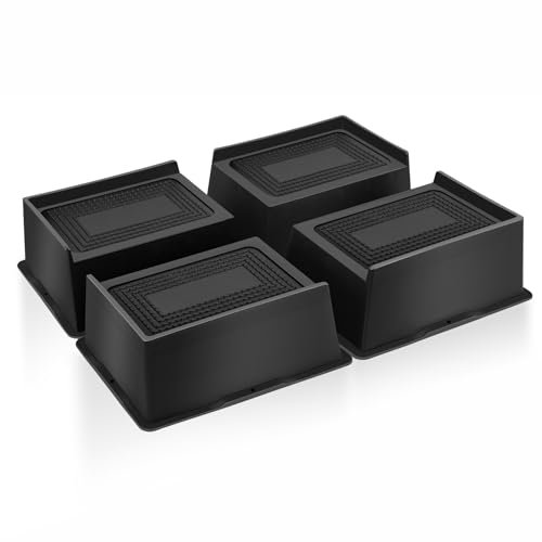 MixDora Lot de 4 rehausseurs de lit rectangulaires en forme de L antidérapants pour canapé, table, chaise, 5,1 cm, noir (5,1 cm)