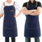 Magimate Canvas Apron with Pockets and Cross-back Straps for Chef Kitchen Cooking BBQ, Barista Bartender Barber Shop and Art Gardening Work Professional Aprons - Navy