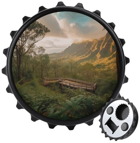 Versatile Bottle Opener & Coaster Magnet, Wilderness Park Print Compact Bottle Opener Kitchen Fridge Decor & Beer Opener Gift for Beer Lovers