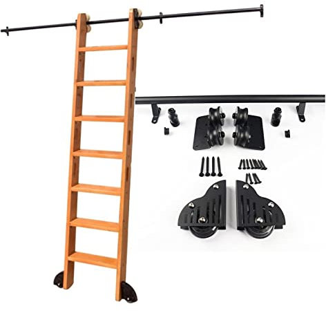 Schiebeleiter-Bibliotheks-Hardware Rollbare Bibliotheksleiter, Schiebeleiter, Schienen-Hardware-Kit, Hochleistungs-Gleitschienen | Rollleitern für Bücherregale, Lagerbars, Rundrohr aus Kohlenstoffsta