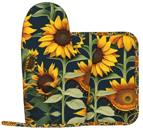 Guanti da forno in silicone con girasole e presina per grigliare e cuocere al forno