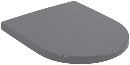 Villeroy & Boch Subway 3.0 WC-Sitz, Toilettendeckel mit Absenkautomatik, abnehmbarer Toilettensitz aus bruchsicherem Duroplast, Klodeckel Original Ersatzteil, D-Form, Graphite, matt