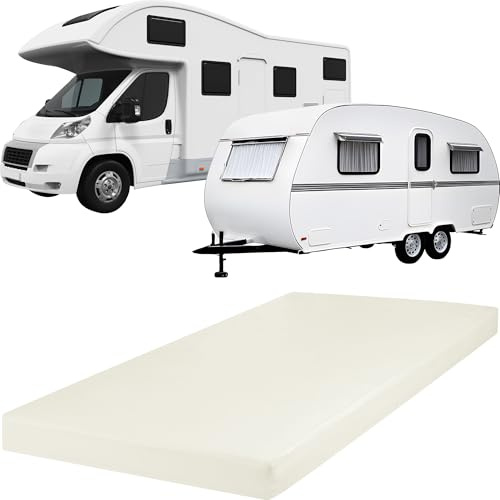 REDBEST Spannbettlaken Pittsburgh für Wohnwagen, Wohnmobil und Boot Single-Jersey wollweiß Größe 140x200 cm - 160x200 cm
