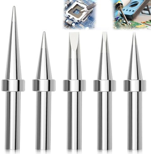 5 Stück ET Lötspitzen,Lötspitzen Set lötkolben zubehör ETS ETA ETB ETT ETD ET Lötkolben kompatibel mit Weller WES51 WESD51 WE1010NA PES51 Lötkolben Griff Spitze Schweißstift Düse Lötstation Tool