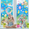 GOZINA 9 Blätter Fensterbilder Ostern Selbstklebend, Beidseitiger Druck Fenstersticker, Frühlingsdeko Osterdeko, Wiederverwendbar Hasen Blumen Ostereier Statischer Aufkleber für Ostern