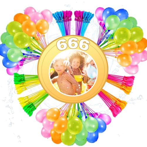 HBSFBH Bunt Wasserballons, 666 Stück Schnellfüller Wasser Luftballons, Wasserschlacht Luftballons, Latex Wasserballons Bombe, Wasserbomben Kinder, für Jungen Mädchen Wasserspiele, Sommer Party