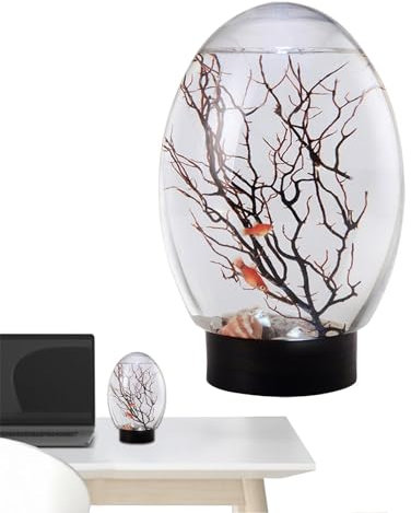 Desktop -Fischtank, Fischschalen für Mittelstücke | Fischtank mit LED -Licht | Tragbares Lüfterzweigbaumverzier, Aquaponic Pflanzer für Zuhause, Studio