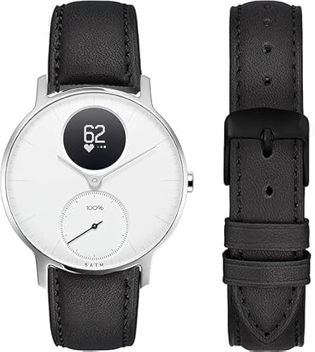 Blueshaweu 18mm 20mm Armbänder Kompatibel mit Withings Smartwatch Herren Damen, Classic Leder Ersatz Uhrenarmband für Withings ScanWatch 2 38mm/ ScanWatch 2 42mm (schwarz, 18mm)