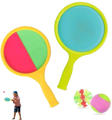 agogue 4 juegos de pelota para exteriores para niños, 2 remos y 2 pelotas, juego de bolas de velcro para niños, jardín, exterior, playa, juguetes, juegos para niñas y niños
