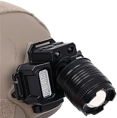 Tactical Helmet Light with Smart Wave Sensing – Adjustable Zoom, Multi-Light Modes for Outdoor Adventures Fishing and Emergency Response