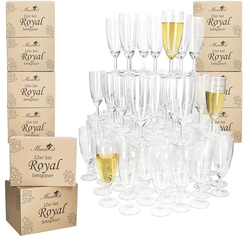 MamboCat 120er Set Royal Sektgläser I geeicht 0,1L, Höhe 16cm I modernes klares Sektglas mit Fuß I Sektflöte für Prosecco, Champagner & Co I transparente Gläser für Hochzeit, Partys, Geburtstage