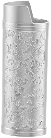 EXQUIMEUBLE Wasserdichtes Feuerzeug Schutzgehäuse aus Metall für Outdoor Robustes Tragbares Design mit Antiker Prägung für Clipper Feuerzeug Silber