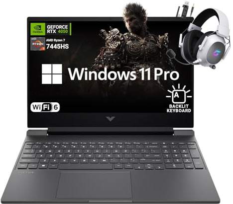 HP Victus 15.6 FHD 144Hz Gaming Laptop - AMD Ryzen 7 7445HS, 32GB RAM, NVIDIA RTX 4050 GPU, 2TB SSD, Backlit Keyboard, Wi-Fi 6E, Bundle with Mytrix Accessories, Mica Silver, Windows 11 Pro