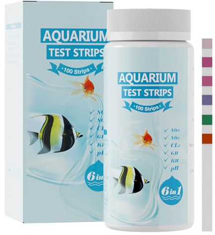 laxreheye Teststreifen für Aquarium – 100 Stück Teststreifen für Whirlpool und Aquarium | Wasseranalysekarte 6 Parameter für Salzwasser Zuhause, Badewanne, Whirlpool, Reisen, Anfänger