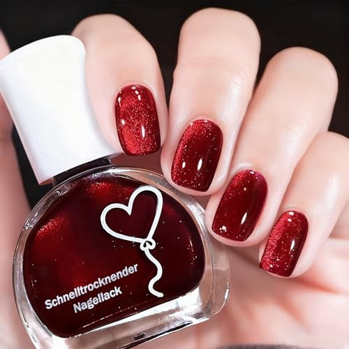 Pearl Nagellack Rot - Glänzend, Langanhaltend & Ungiftig, Schimmernder Roter Nagellack, Schnelltrocknend, Kein UV-Lack, bis zu 14 Tage Halt - für Frauen Maniküre zu Hause Ungiftig Farblack (Pearl Red)