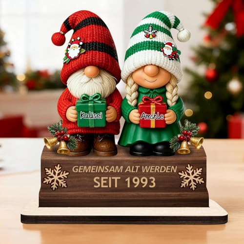 Personalisierte Wichtel Geschenke für Paare Wichtel Elfe Lustig Figuren Plaque Gemeinsam Alt Werden Personalisierte Schreibtisch Dekorationen aus Holz Geschenk zum Jahrestag für Frauen Freundin