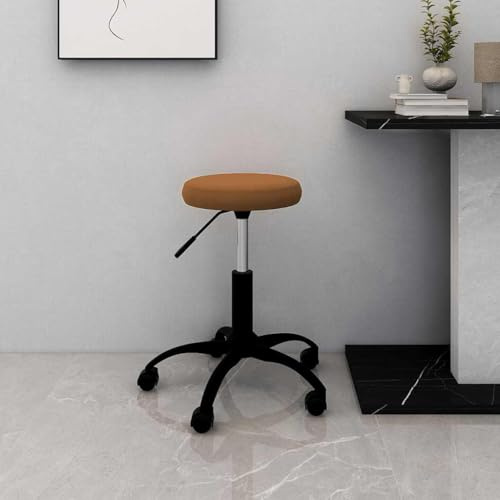IBUQDDV Verstellbarer Drehstuhl mit Samtbezug und Gasdruckfeder, Bürostuhl Braun für Homeoffice und Wohnzimmer, ergonomischer Schreibtischstuhl mit Stahlgestell und 360-Grad Rollen