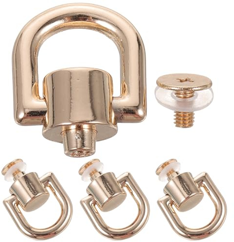Goldene D-Ringe aus Metall, Drehbar, 4 Stück für Handtaschen | Zinklegierung, 2,5x2x2cm, für Lederhandwerk und Taschenreparatur, Glatte Optik