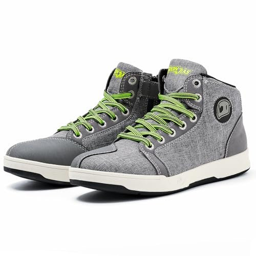 IRON JIA'S Scarpe da Moto Uomo, Antiscivolo | Impermeabili Sneakers Sport Stivali da Moto Casuale (Grigio, Numeric_46)