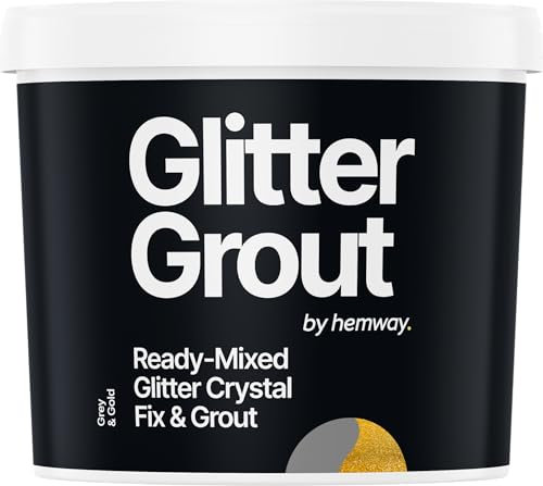 Hemway 2.5 L / 4.5 kg Gold Glitter with Grey Grout | Ready Mixed & Easy to Use | Suitable for Kitchen, Bathroom & Flooring | Waterproof & Mould Resistant | Non-Toxic & Cruelty Free