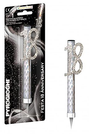 PYROGIOCHI S.R.L. Fontana 18 Compleanno con Strass Argento