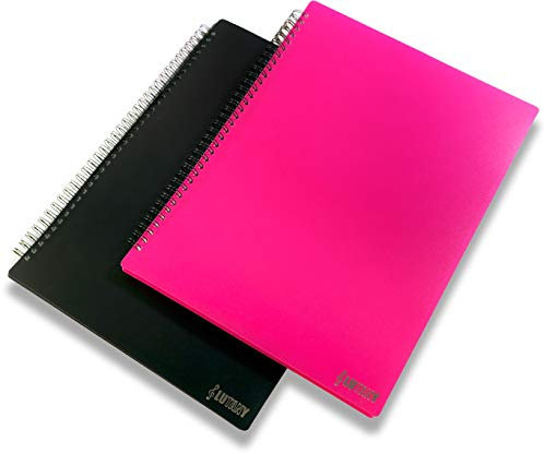 Spiralheft für 40 lose DIN A4-Blätter, LUTANY Notenmappe, blendfrei, Notiz ohne Entnahme möglich, Hefter, Spiralbuch (pink)