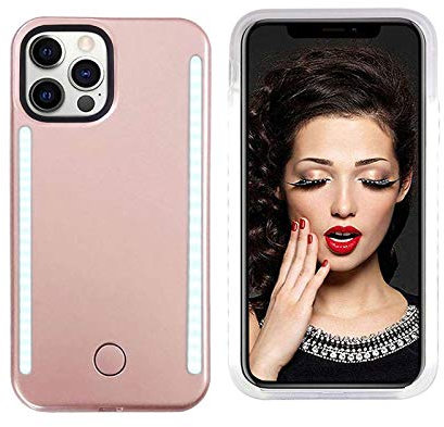 VANJUNN Selfie Illuminate Case for iPhone 13 Pro Max, LED Light up Case with Rechargeable Back and Front Illuminated Luminous Case for 13 Pro Max(Rose Gold)