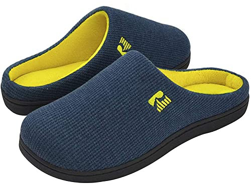 RockDove Zapatilla de dos tonos y espuma viscoelástica para Hombre, 43.5 EU, Azul Marino y Amarillo