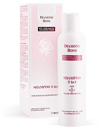 Shampoo 3 in 1 für die intensive Pflege von Haar, Kopfhaut und Farbe mit Rosenöl, Gluadin und Fiberhance 200 ml