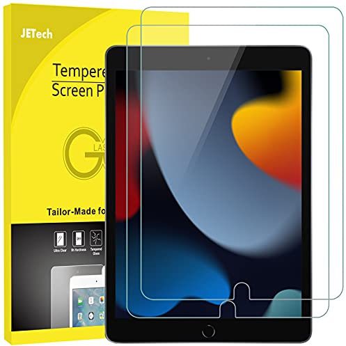 JETech Schutzfolie für iPad 9/8/7 (10,2 Zoll, Modell 2021/2020/2019, 9. / 8. / 7. Generation), Panzer Schutz Glas Folie Displayschutz, HD Klar, 2 Stück