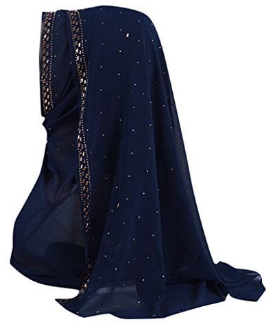 Lazzboy Shimmer Sparkle Gold Glitters Plain Chiffon Muslim Hijab Schal Halstuch Uslimische Kopftuch Turban-hüte Perlen Indien Hut Muslimischen Rüschen Krebs Chemo Beanie Turban Wrap Cap(A)