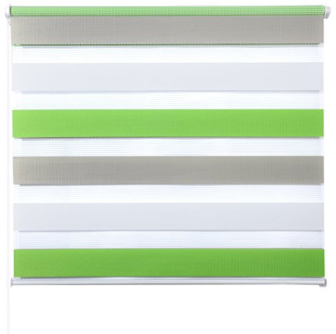 Doppelrollo ohne Bohren Klemmfix, Duo Rollo Seitenzugrollo mit Klämmträgern, Sicht und Sonnenschutz für Fenster Tür Wand, lichtdurchlässig u. Verdunkelnd (Weiß+Grün+Grau, 80 x 150 cm)