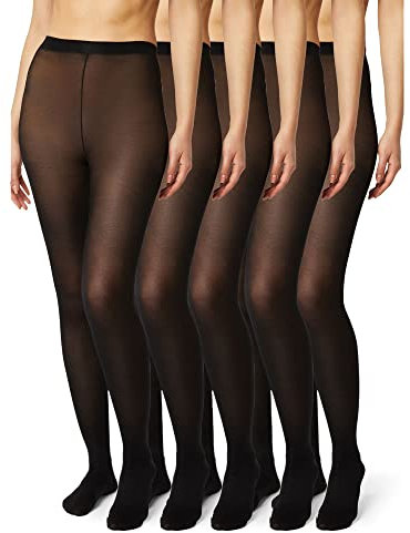 FM London Damen (5er-pack) Strumpfhose Für Tights, Schwarz, S EU