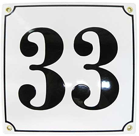 Hausnummer Hausnummernschild 20x20 cm mit Wunschnummer - Keramik Emaille - Wetterfest