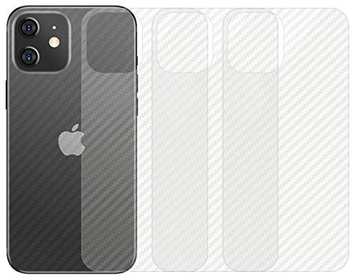 qichenllu Carbon Muster 4 Stück Rückseite Folie kompatibel mit iPhone 12,Folie Hinten kompatibel mit iPhone 12,Klar Matt Klebefolie Kratzfest Hinten Schutz