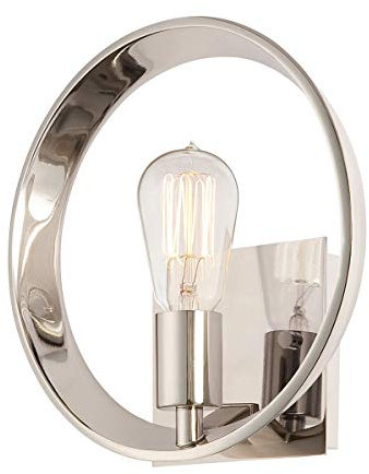 Licht-Erlebnisse Runde Wandleuchte Metall Vintage Design in Silber antik E27 Wandlampe Wohnzimmer Flur RESFINE