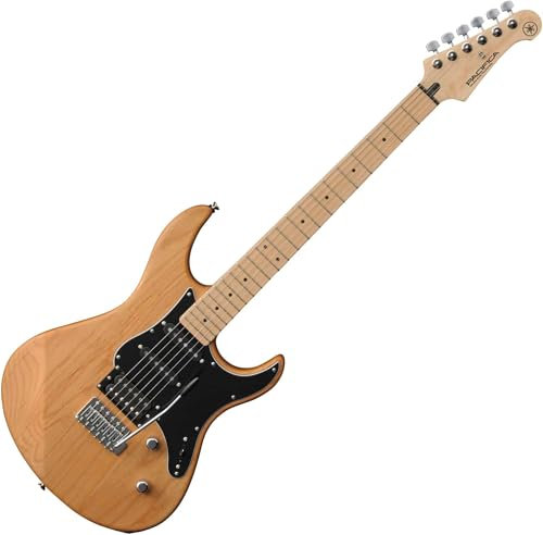 Yamaha Pacifica 112VMX Hochwertige E-Gitarre in elegantem Design für Einsteiger und Fortgeschrittene, mit 2 online Gitarrenstunden bei einem Lehrer der Yamaha Music School, in Gelb Natural Satin