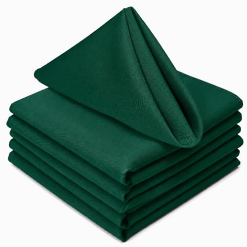 TableLinensforLess 17x17-Inch Cloth Napkins (6, Forest Green)