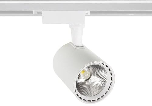 LEDKIA LIGHTING - Foco Carril LED Monofásico | 20W 3000K | Luz COB de Rendimiento Eficiente | Consumo Reducido | Dirección Ajustable | Ideal para Tiendas y Galerías, Blanco Cálido, Policarbonato