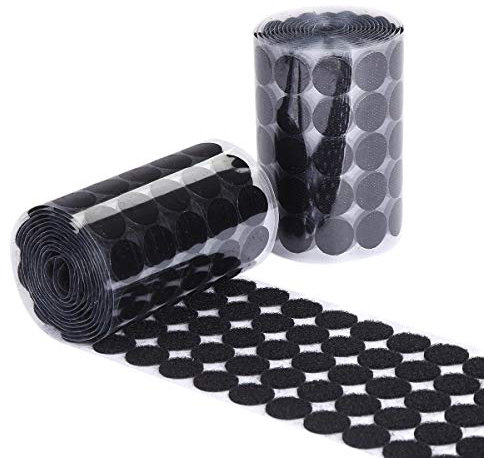 MYUREN 500 Coppie Gancio e Anello Nastro Puntini Auto Adesivo 20 mm Diametro Adesivo Tondo Punti Nero Punti autoadesivi con Lato con Gancetti e Lato con asole da attaccare