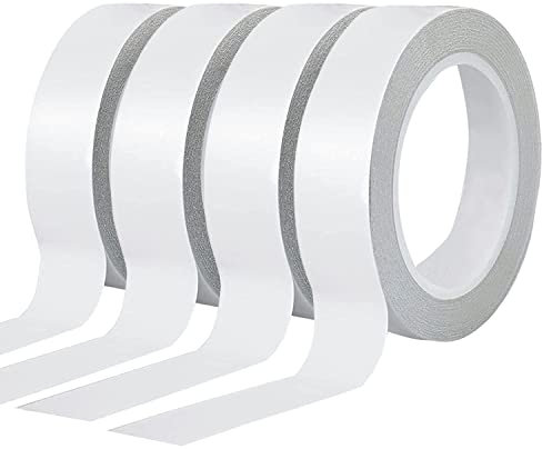 YISUMEI Selbstklebeband mit 4 Rollen von Doppelseitigem Klebeband zum Nähen, Basteln, Handarbeit, Jede Rolle für 25 mm x 25 Meter Weiß