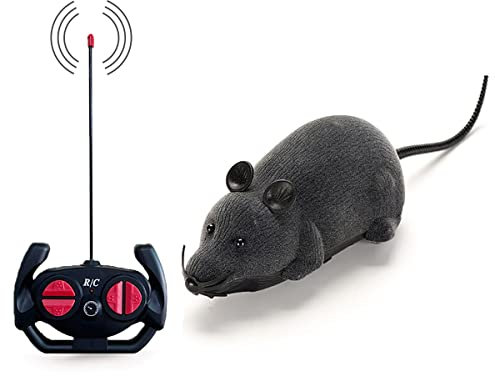 Remote Control Mouse Cat Toy, HIMM Wireless Electronic RC Mouse Rat Pet Toy Running Wheel Plush Rat Chasing Prank Toy for Cats Dogs Pets Kids Novelty Gift (Grey)