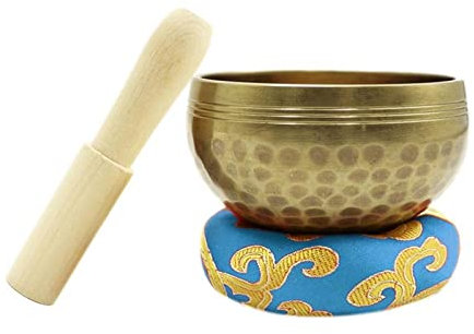 Nepal Handgefertigte tibetische buddhistische Schale Klangschale Set Kissen Schlägel Meditation Handwerk Musiktherapie tibetische Klangschale