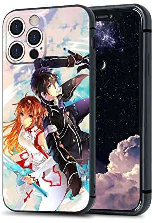 Anime Schutzhülle für iPhone 13, Manga, weiches Silikon, matt, stoßfest (Kirito und Asuna SAO)