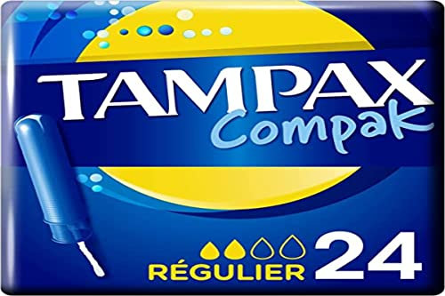 Tampax Compak - 24 tamponi con applicatore, regolare, flusso leggero a medio, senza profumo e senza coloranti, testato sotto controllo ginecologico, protezione e comfort durante le vostre regole