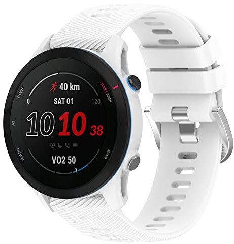 Yikamosi Kompatibel mit Garmin Forerunner 255S Armband,18MM Schnellverschluss Weiches Silikon rostfreiem Metallverschluss Ersatzbänder Kompatibel für Garmin Forerunner 255S/Venu 2S,Weiß